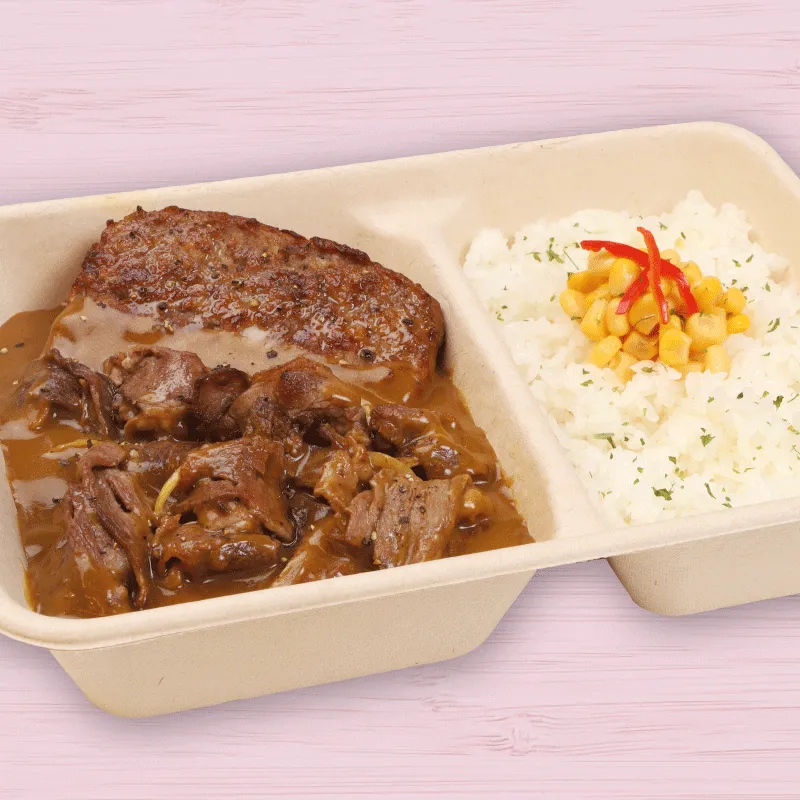 Beef & Beef Hamburg Curry Rice. Set A (1 Drink + 1 Side Dish)