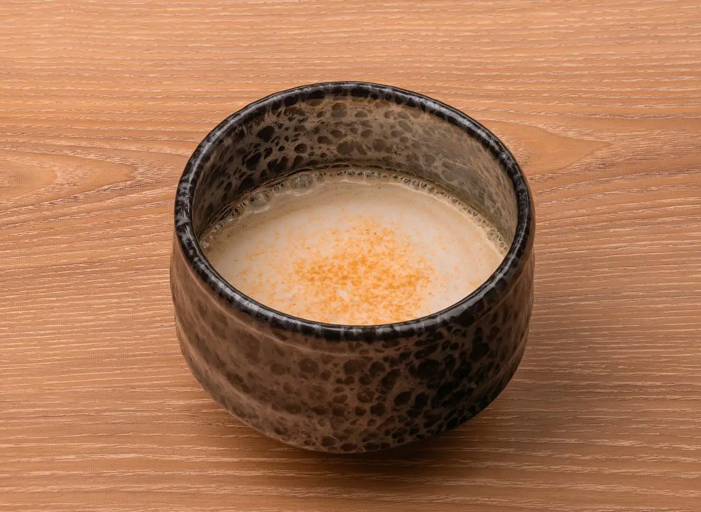 Black Sugar Hojicha Latte with Kinako Powder