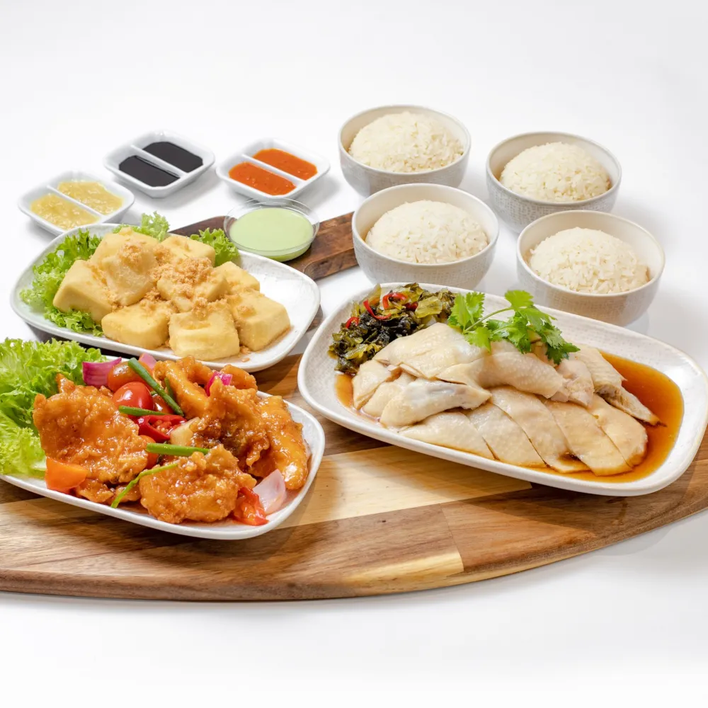 Chicken Rice & Beancurd Set meal for 4