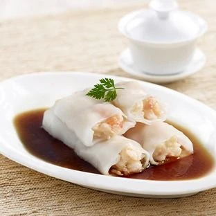Steamed Rice Rolls with Fresh Prawn Filling