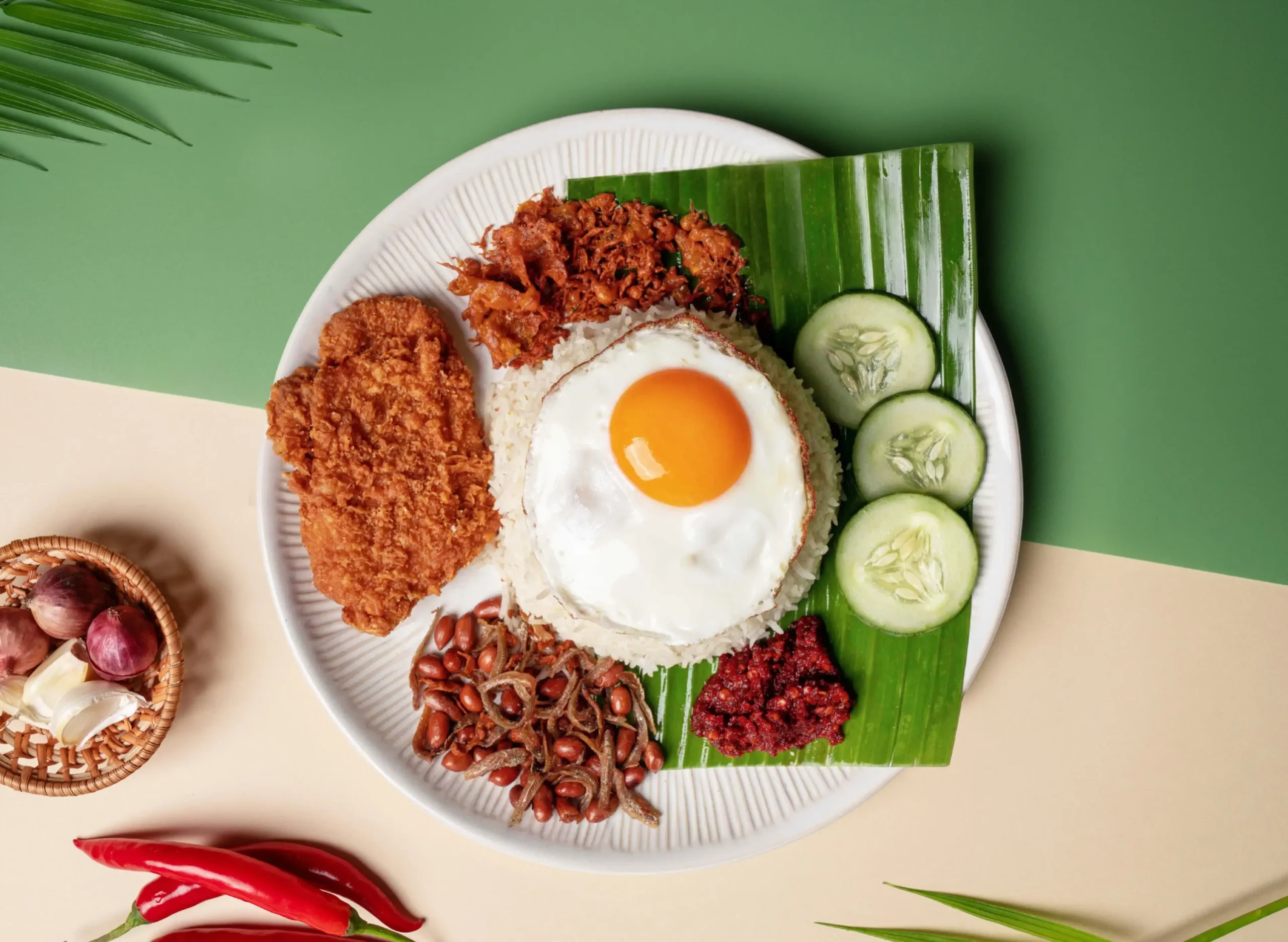 Nasi Lemak with Chicken Cutlet