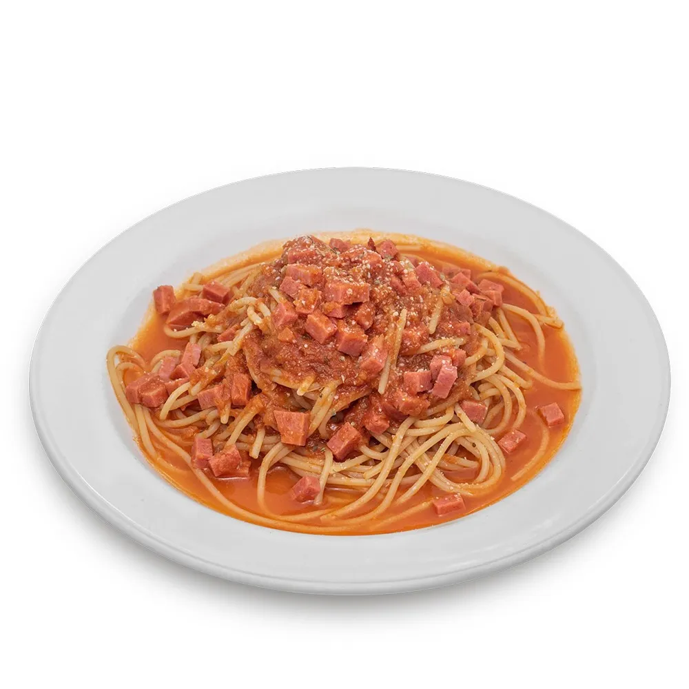 Spaghetti with Ham in Homemade Tomato Sauce