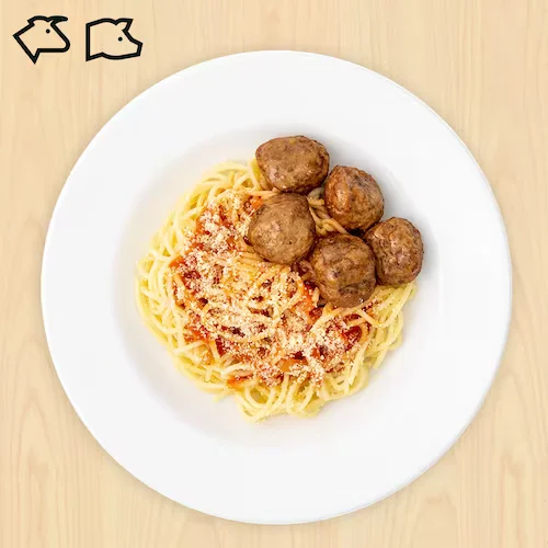 Organic spaghetti with meatballs