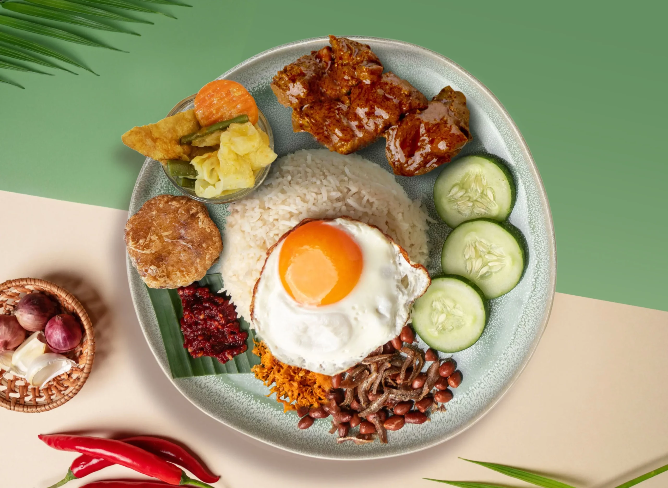 Nasi Lemak With Beef Rendang [Sayur Lodeh+Bergedil]