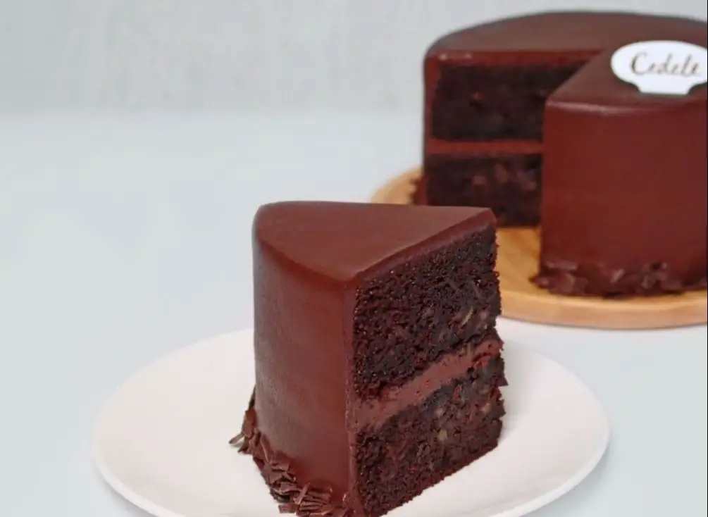 Real Dark Chocolate Cake Slice