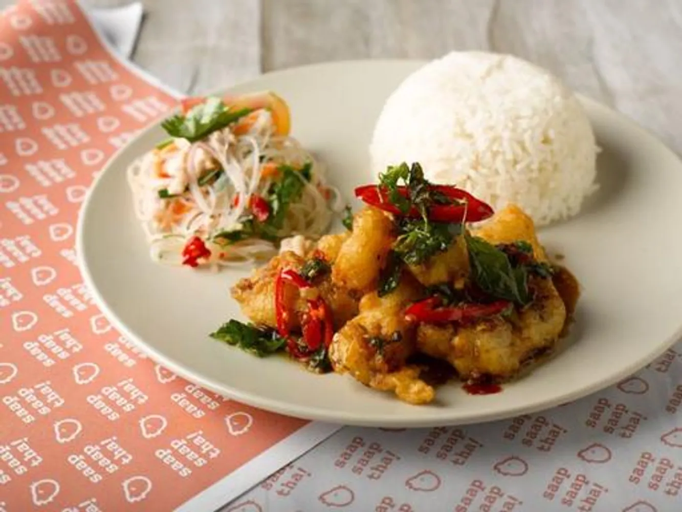 R6 Kra Pao Basil Crispy Fish with Rice