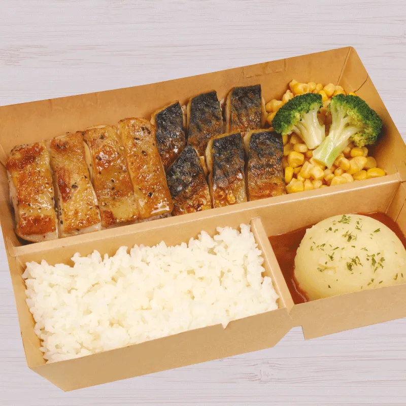 Saba & Chicken Bento. Set A (1 Drink + 1 Side Dish)