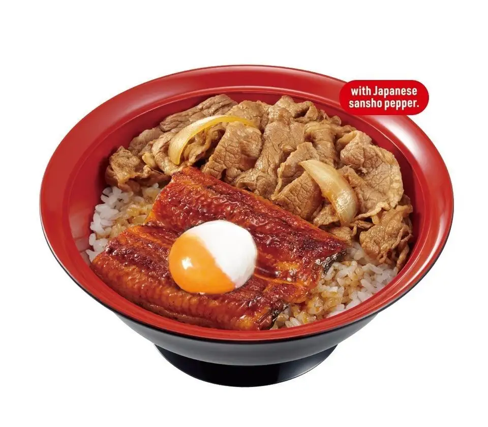 Unagi Bowl with Beef and Half Boiled Egg