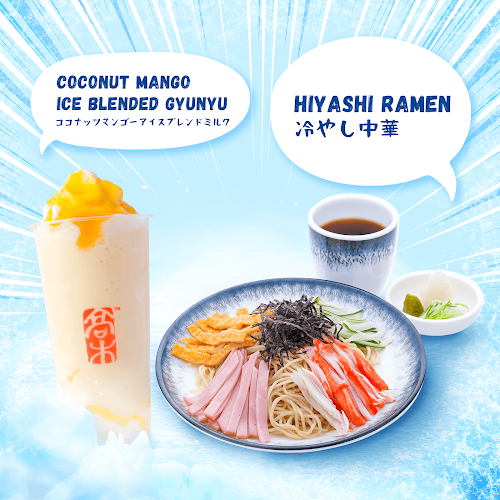 Hiyashi Ramen and Coconut Mango Ice Blended Gyunyu