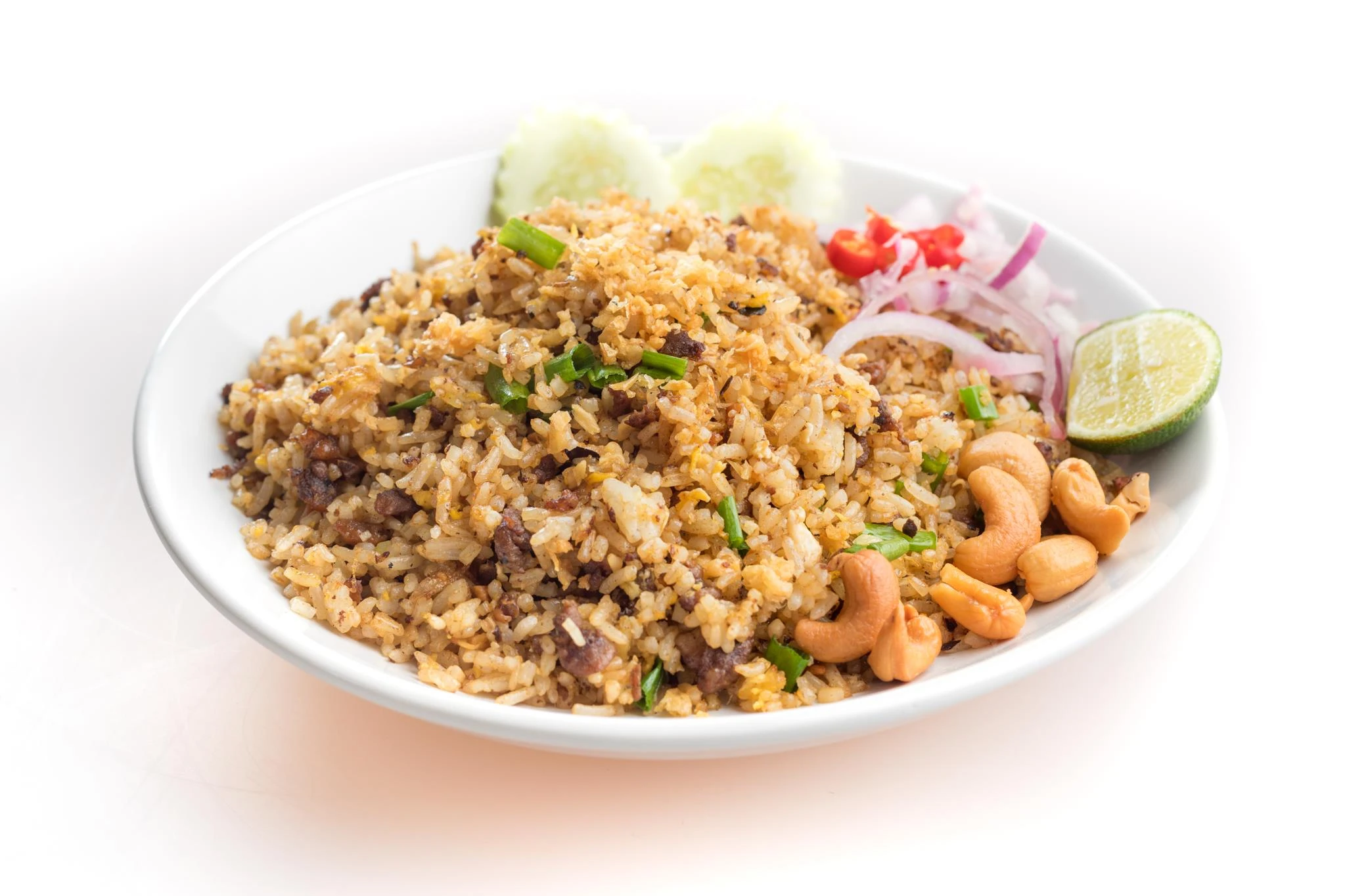 Black olive fried rice with minced chicken