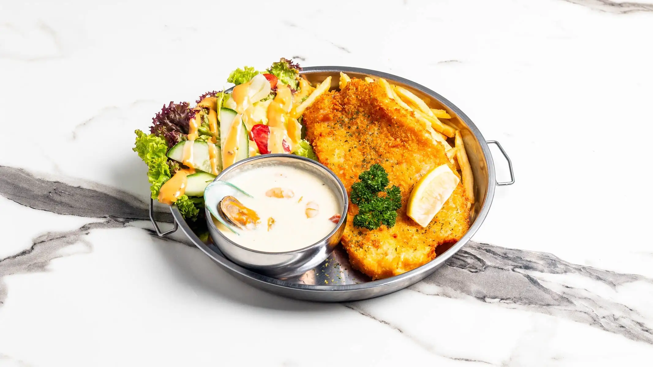 Fish and Chips with Alscampi