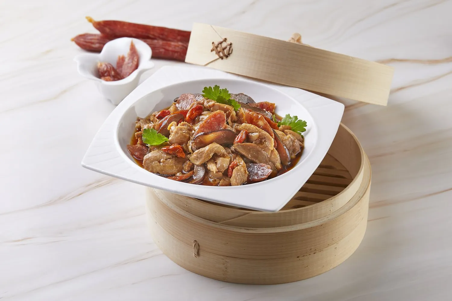 Steamed Chicken with Chinese Sausage & Mushroom